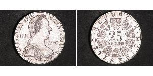 25 Shilling Republic of Austria (1955 - ) Plata Maria Theresa of Austria (1717 - 1780)