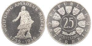 25 Shilling Republik Österreich (1955 - ) Silber Wolfgang Amadeus Mozart