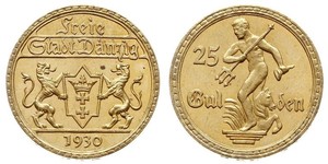 25 Гульден Gdansk (1920-1939) Золото 