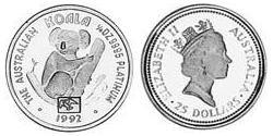 25 Доллар Австралия (1939 - ) Платина Елизавета II (1926-2022)