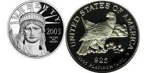 25 Доллар США (1776 - ) Платина 