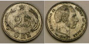 25 Ере Данія Срібло Крістіан IX король Данії (1818-1906)