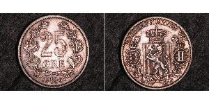 25 Ере Норвегія Срібло Оскар II (1829-1907)
