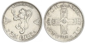 25 Ере Норвегія Срібло Хокон VII (1872 - 1957)
