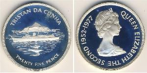 25 Пені Трістан-да-Кунья Срібло Єлизавета II (1926-2022)