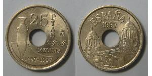 25 Песета Королевство Испания (1976 - ) Алюминий/Бронза 