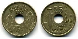 25 Песета Королівство Іспанія (1976 - ) Бронза/Алюміній 