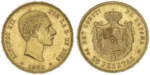 25 Песета Королевство Испания (1874 - 1931) Золото Alfonso XII of Spain (1857 -1885)