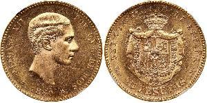 25 Песета Королівство Іспанія (1874 - 1931) Золото Alfonso XII of Spain (1857 -1885)