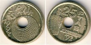 25 Песета Королівство Іспанія (1976 - ) Нікель/Бронза Хуан Карлос I (1938 - )