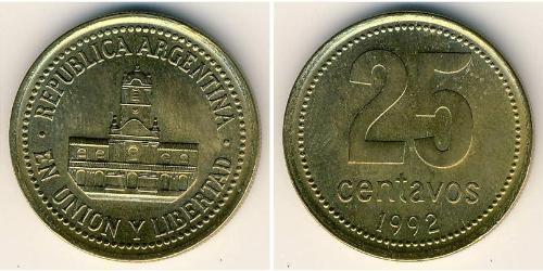 25 Сентаво Республіка Аргентина (1861 - ) Латунь 