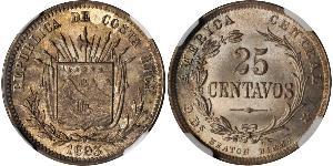 25 Сентаво Costa Rica (1821 - ) Серебро 