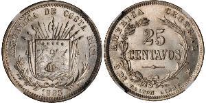 25 Сентаво Costa Rica (1821 - ) Серебро 