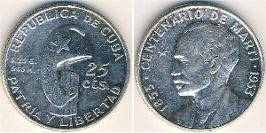 25 Сентаво Cuba (1898 - ) Серебро 