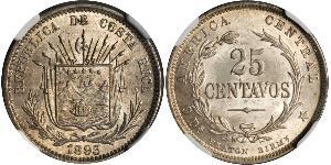 25 Сентаво Costa Rica (1821 - ) Срібло 