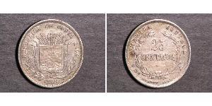 25 Сентаво Costa Rica (1821 - ) Срібло 