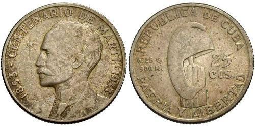 25 Сентаво Cuba (1898 - ) Срібло 