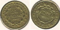 25 Сентимо Costa Rica (1821 - ) Латунь 
