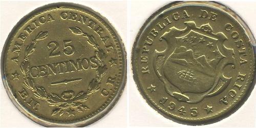 25 Сентимо Costa Rica (1821 - ) Латунь 
