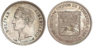 25 Сентімо Венесуела Нікель Simon Bolivar (1783 - 1830)