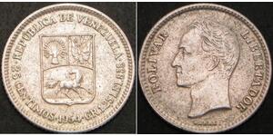 25 Сентімо Венесуела Нікель Simon Bolivar (1783 - 1830)