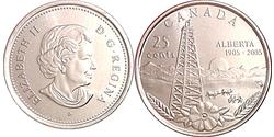 25 Цент Канада Медь Елизавета II (1926-2022)