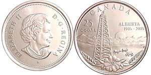25 Цент Канада Медь Елизавета II (1926-2022)