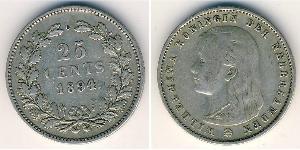 25 Цент Королевство Нидерланды (1815 - ) Серебро Вильгельмина(1880 - 1962)