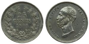 25 Цент Королівство Нідерланди (1815 - ) Срібло William II of the Netherlands (1792 - 1849)