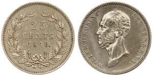 25 Цент Королівство Нідерланди (1815 - ) Срібло William II of the Netherlands (1792 - 1849)