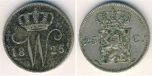 25 Цент Королівство Нідерланди (1815 - ) Срібло William I of the Netherlands (1772 - 1843)