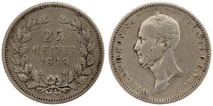 25 Цент Королівство Нідерланди (1815 - ) Срібло William II of the Netherlands (1792 - 1849)