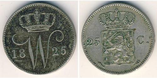 25 Цент Королівство Нідерланди (1815 - ) Срібло William I of the Netherlands (1772 - 1843)