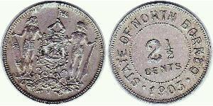 2 1/2 Cent North Borneo (1882-1963) Copper/Nickel 