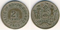 2 1/2 Cent Borneo Septentrional (1882-1963) Níquel/Cobre 