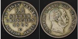 2 1/2 Grosh Reino de Prusia (1701-1918) Plata Wilhelm I, German Emperor (1797-1888)