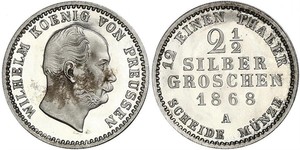2 1/2 Grosh Reino de Prusia (1701-1918) Plata Wilhelm I, German Emperor (1797-1888)