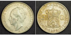 2 1/2 Gulden Royaume des Pays-Bas (1815 - ) Argent Wilhelmine (reine des Pays-Bas)(1880 - 1962)