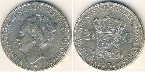 2 1/2 Gulden Regno dei Paesi Bassi (1815 - ) Argento Guglielmina dei Paesi Bassi(1880 - 1962)