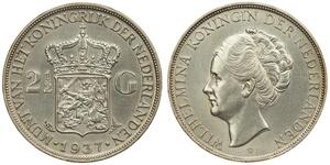 2 1/2 Gulden Regno dei Paesi Bassi (1815 - ) Argento Guglielmina dei Paesi Bassi(1880 - 1962)