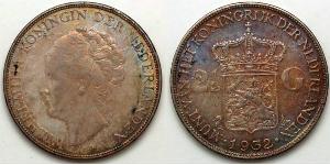 2 1/2 Gulden Regno dei Paesi Bassi (1815 - ) Argento Guglielmina dei Paesi Bassi(1880 - 1962)