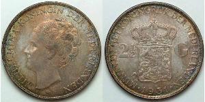 2 1/2 Gulden Regno dei Paesi Bassi (1815 - ) Argento Guglielmina dei Paesi Bassi(1880 - 1962)