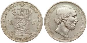 2 1/2 Gulden Regno dei Paesi Bassi (1815 - ) Argento Guglielmo III dei Paesi Bassi