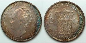 2 1/2 Gulden Regno dei Paesi Bassi (1815 - ) Argento Guglielmina dei Paesi Bassi(1880 - 1962)