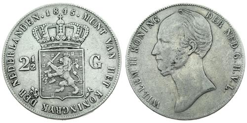 2 1/2 Gulden Países Bajos Plata Guillermo II de los Países Bajos (1792 - 1849)