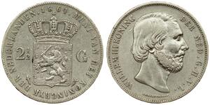 2 1/2 Gulden Reino de los Países Bajos (1815 - ) Plata Guillermo III de los Países Bajos