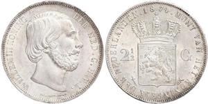 2 1/2 Gulden Reino de los Países Bajos (1815 - ) Plata Guillermo III de los Países Bajos