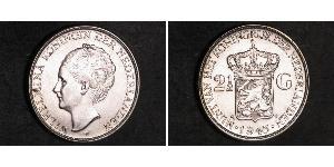 2 1/2 Gulden Reino de los Países Bajos (1815 - ) Plata Guillermina de los Países Bajos(1880 - 1962)
