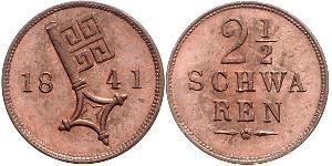 2 1/2 Schwaren States of Germany Kupfer 