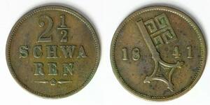 2 1/2 Schwaren Stati federali della Germania Rame 